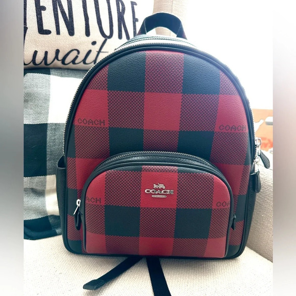 Red Buffalo Coach Mini Backpack Plaid NWT - Picture 1 of 11